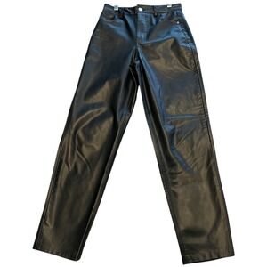 Zara Faux Leather Pants Black High Rise Straight Leg Size 2 Vegan